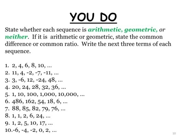 Arithmetic And Geometric Sequences Worksheets