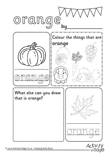 Colours Worksheet Orange Colour For Kindergarten Pentagon