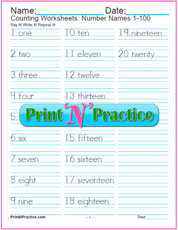 7+ Number Writing Worksheets â­ Numbers, Words, Pictures