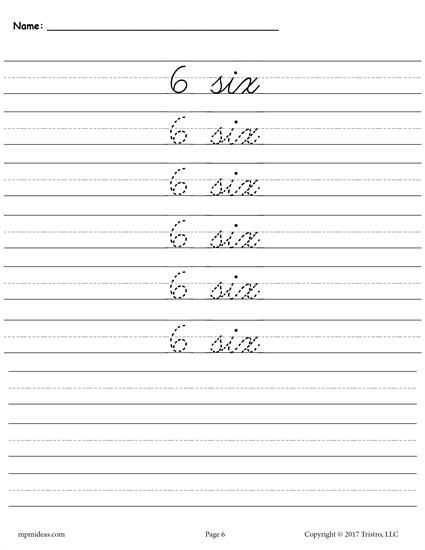 Free Cursive Handwriting & Number Tracing Worksheets 1
