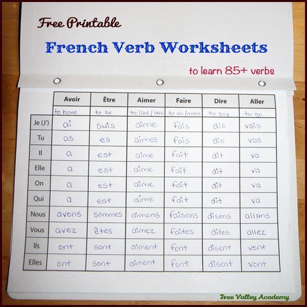 17 Pages Of Free Printable French Verb Worksheets To Learn The