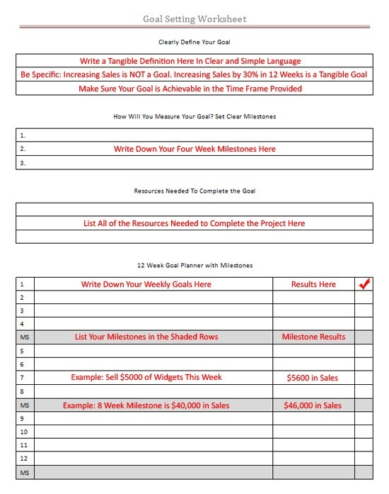 Goal Setting Worksheet