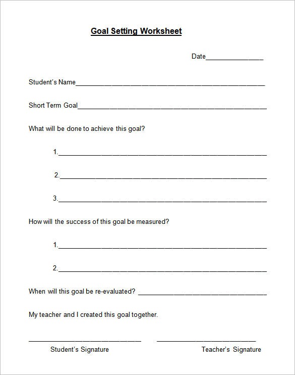 8+ Goal Setting Worksheet Templates â Free Word, Pdf Documents