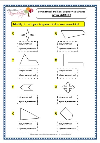 Grade 3 Maths Worksheets  (14 4 Geometry  Symmetrical And Non