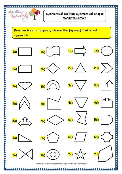 Grade 3 Maths Worksheets  (14 4 Geometry  Symmetrical And Non