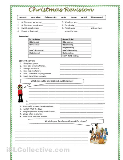 Christmas Worksheets For High School