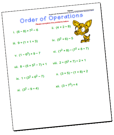 Order Of Operations Worksheets
