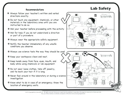 Lab Safety Equipment Worksheets