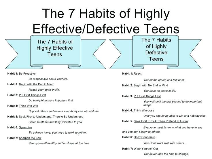 7 Habits Of Highly Effective Teens Worksheets