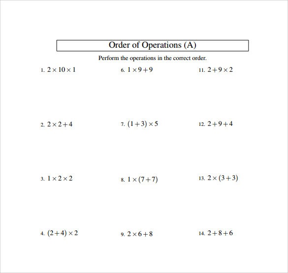 Problem Solving Order Of Operations Worksheets   Ahdaaf Ae