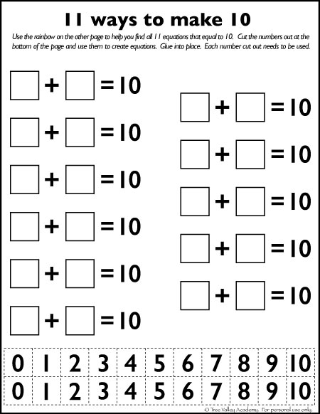 Number Bonds To 10 Free Math Worksheets