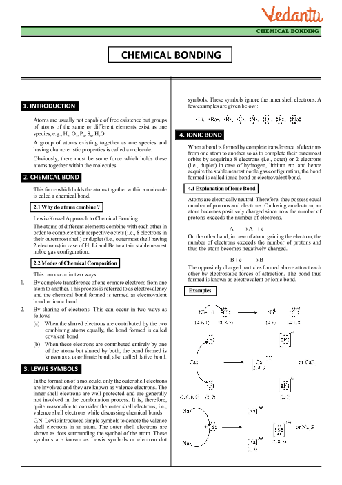 Class 11 Chemistry Revision Notes For Chapter 4
