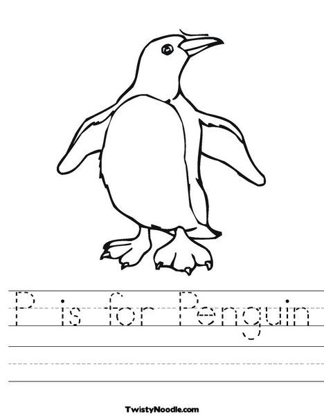 P Is For Penguin Worksheet From Twistynoodle Com