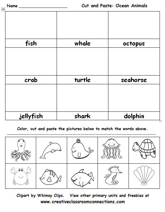 Ocean Animals Cut And Paste Activity Is Great For Vocabulary