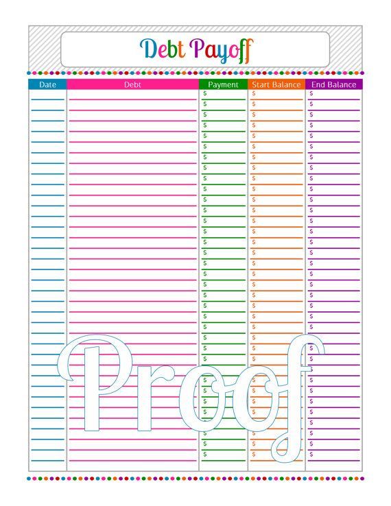 Debt Payments â¢ Instant Download Pdf Printable