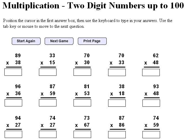 5th Grade Multiplication Worksheets Double Digit Multiplication