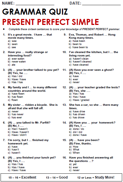 Present Perfect Simple