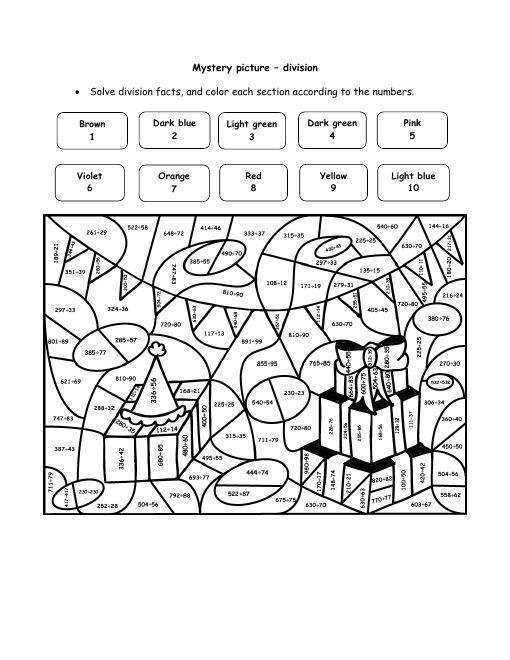 Long Division Coloring Worksheets