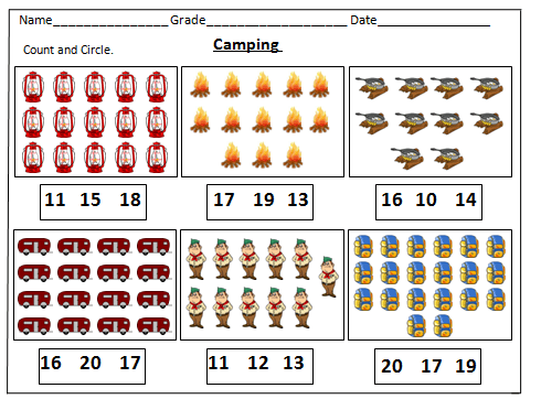 Camping Counting Worksheets (1