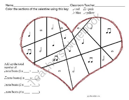 Free Valentine Beats Worksheet From Miss Barker's Musical