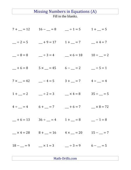 Algebra Worksheets