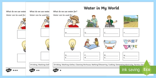 Water In My World Differentiated Worksheet   Worksheets