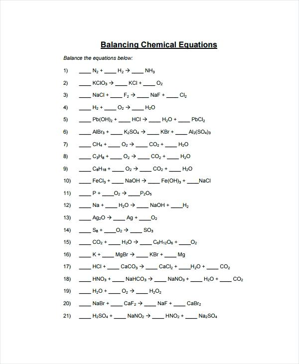 Balancing Equations Practice Worksheet Answer Key Luxury Chapter 8