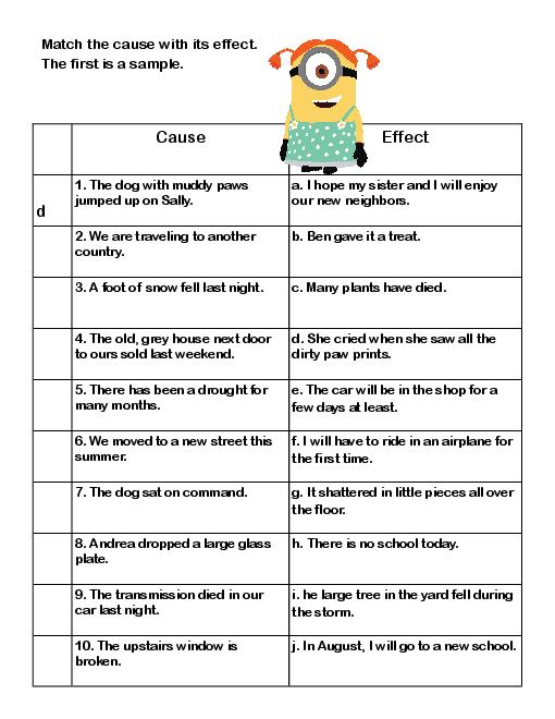 Cause And Effect Worksheets 4th Grade