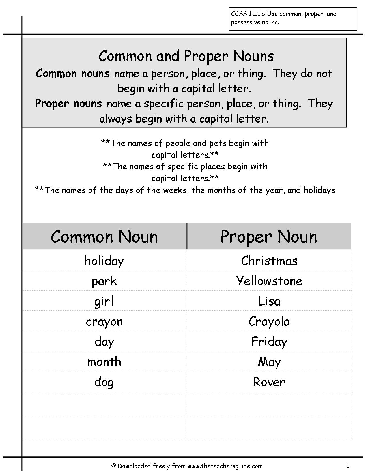 common-nouns-proper-nouns-worksheets