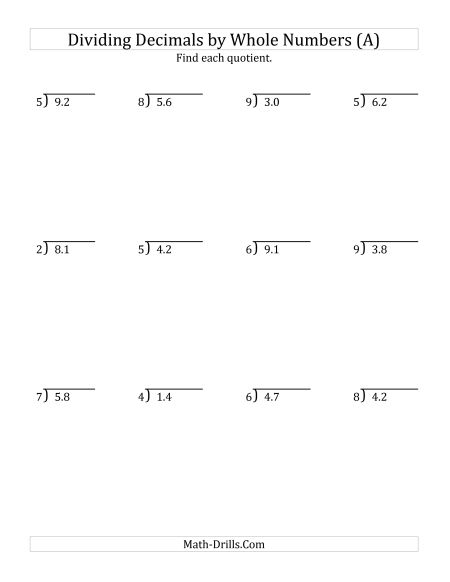 Decimals Worksheets