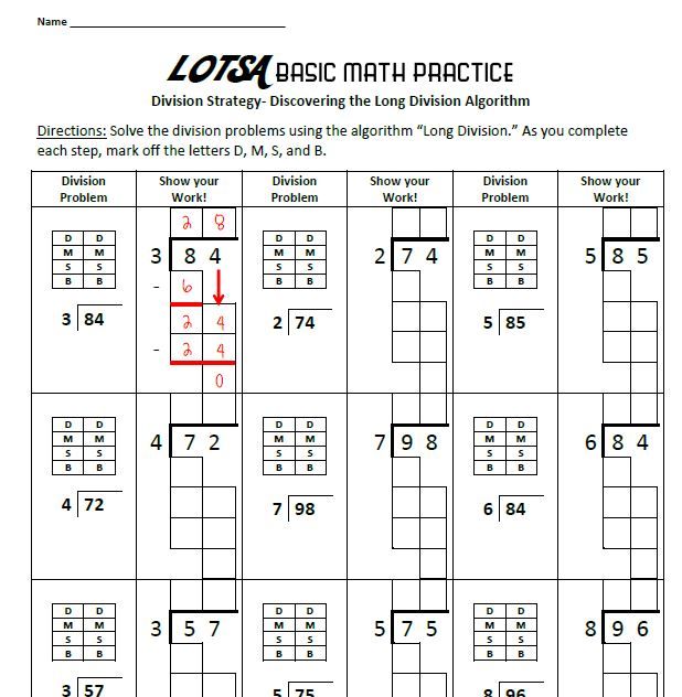 Practice Beginning Long Division