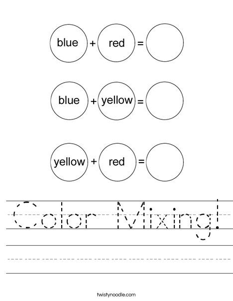 Color Mixing Worksheet From Twistynoodle Com