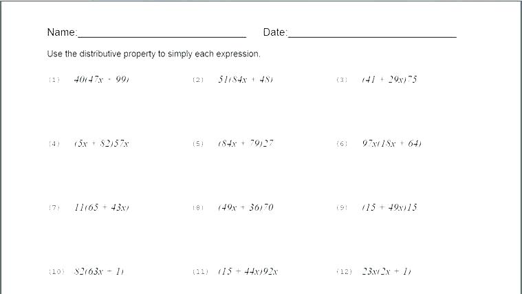 Simple Distributive Property Worksheets â Hagendasi Info