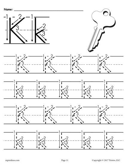 Free Printable Letter K Tracing Worksheet With Number And Arrow
