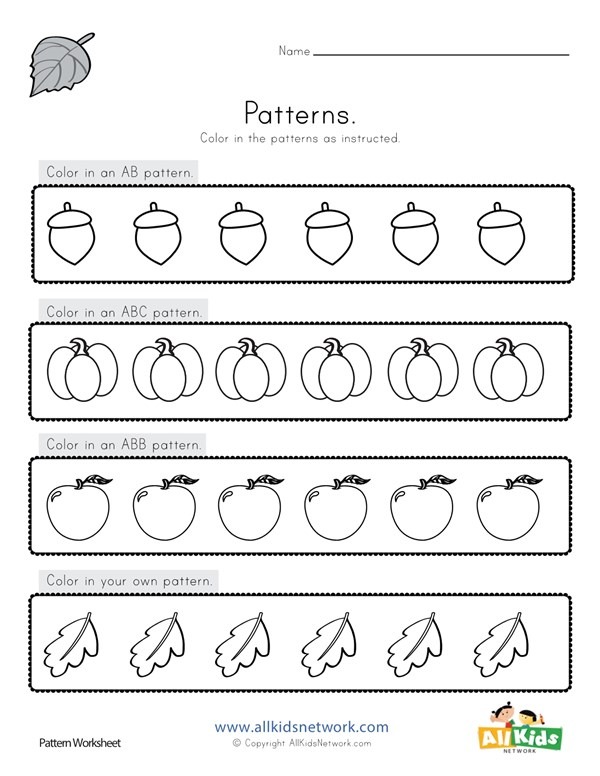 Fall Color The Patterns Worksheet
