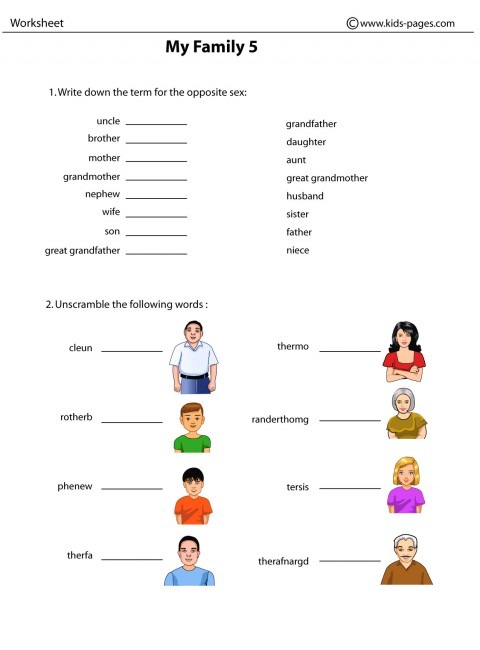 Family 5 Worksheet