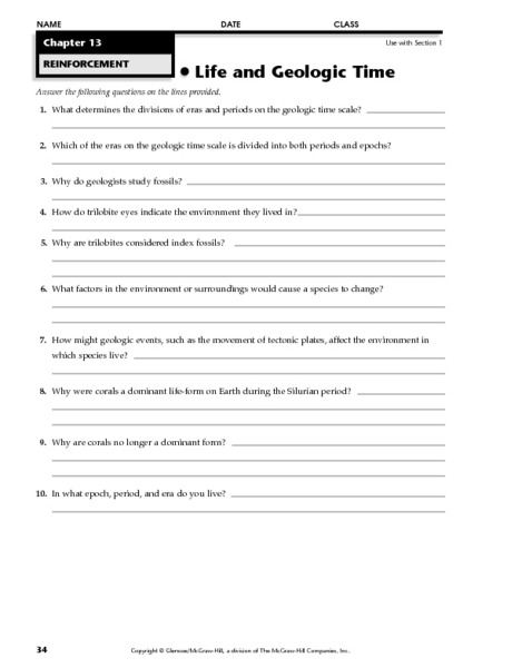 Geologic Time Worksheet  Time  Alistairtheoptimist Free Worksheet