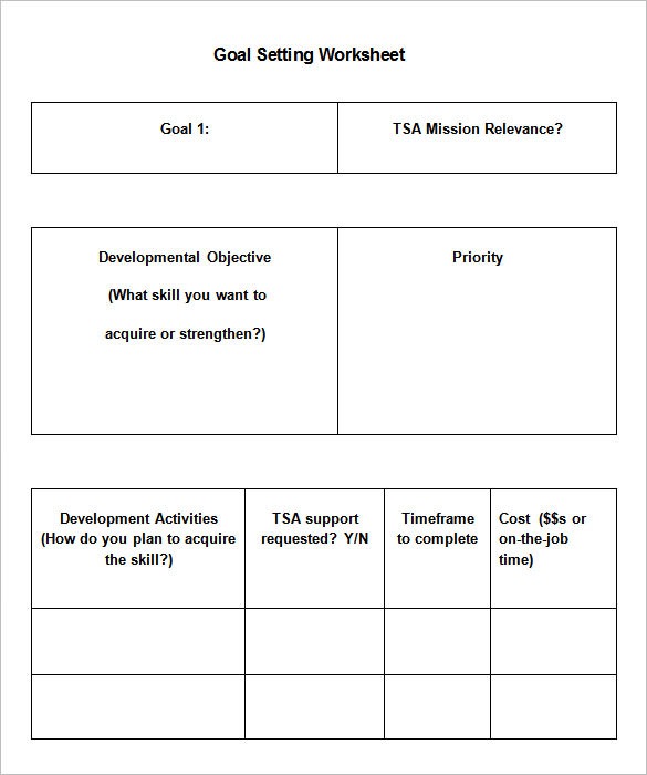 8+ Goal Setting Worksheet Templates â Free Word, Pdf Documents