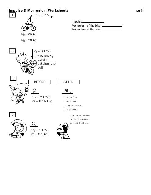 Impulse & Momentum Worksheets