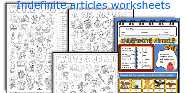 Indefinite Articles Worksheets