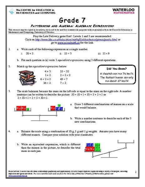 7th Grade Algebra