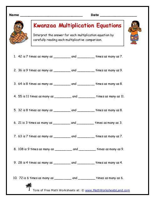 Kwanzaa Multiplication Equations