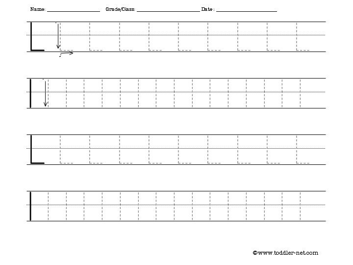 Free Tracing Letter L Worksheet
