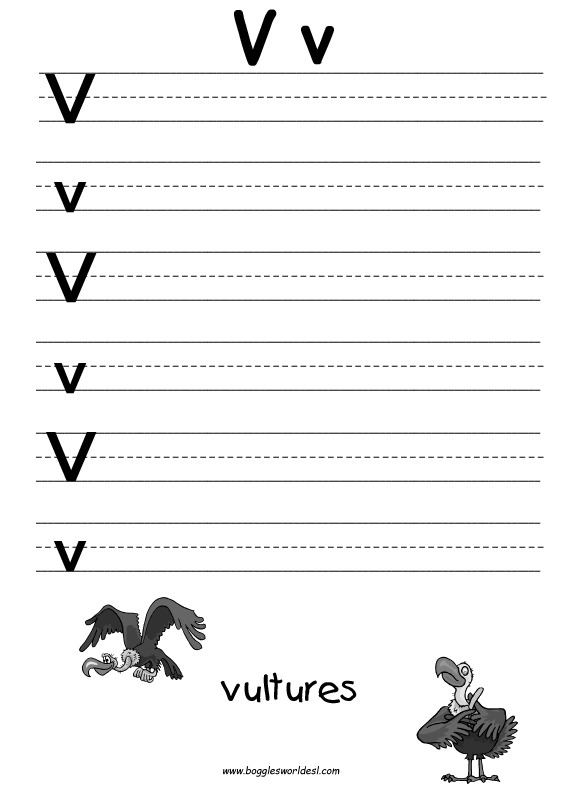 Letter V Worksheets  Letter  Alistairtheoptimist Free Worksheet