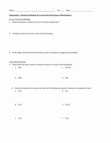 Lewis Dot Diagram Worksheet Answers Diagrams Chem Chemical Bonding