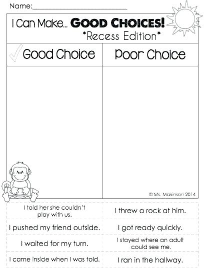 Making Good Choices Worksheets Lovely For Kids Of M â Nghean