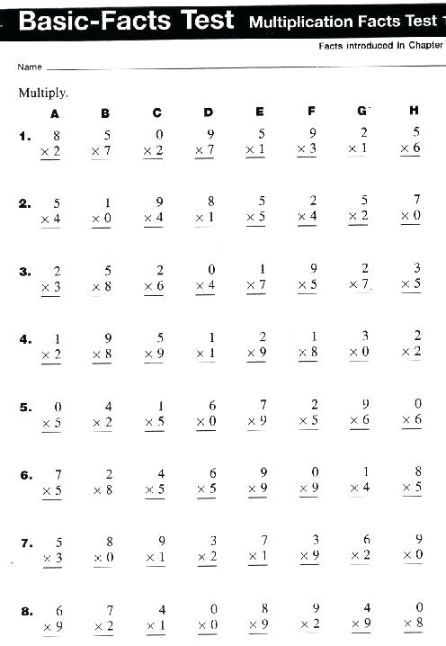 Math Quiz Worksheet Editing Timed Multiplication Facts Worksheets