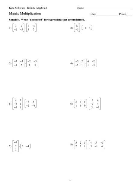 Matrix Multiplication Worksheet505990 Myscres Matrix