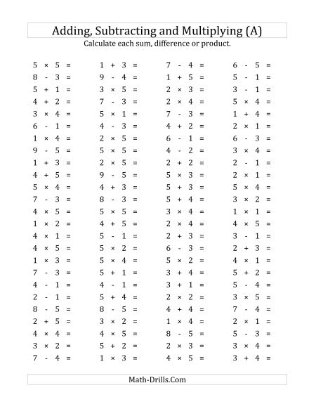 Mixed Operations Math Worksheets