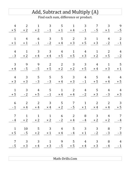 Mixed Operations Math Worksheets